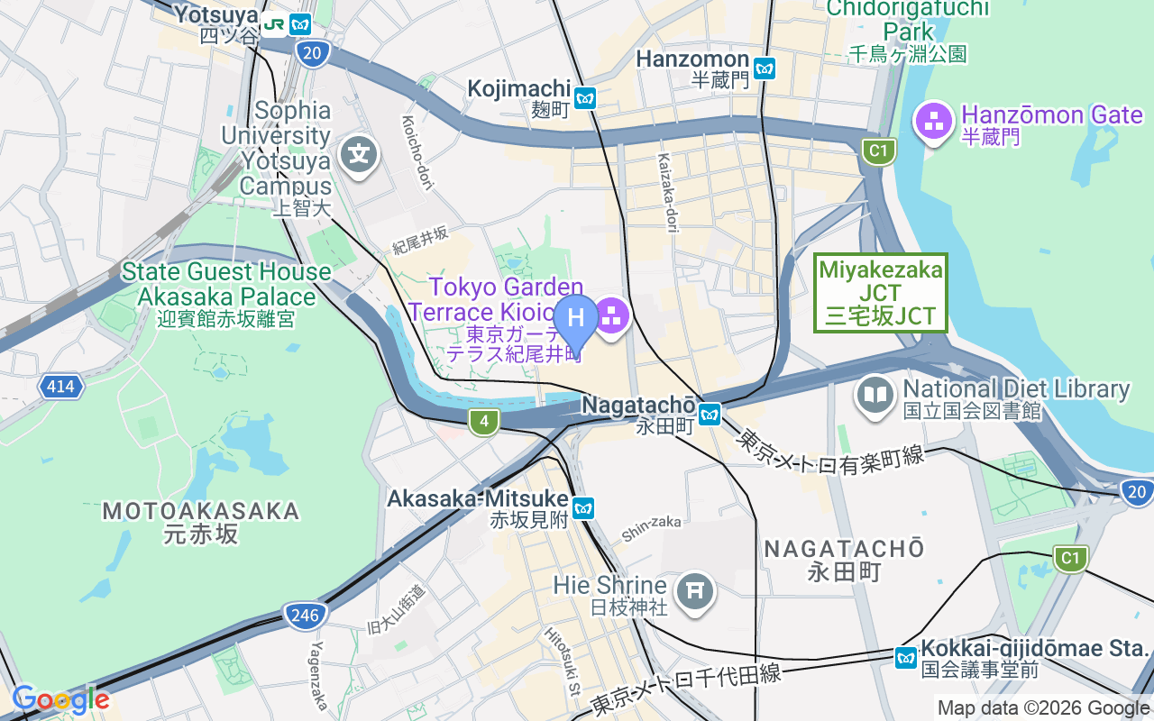 Map showing The Prince Gallery Tokyo Kioicho, a Luxury Collection Hotel