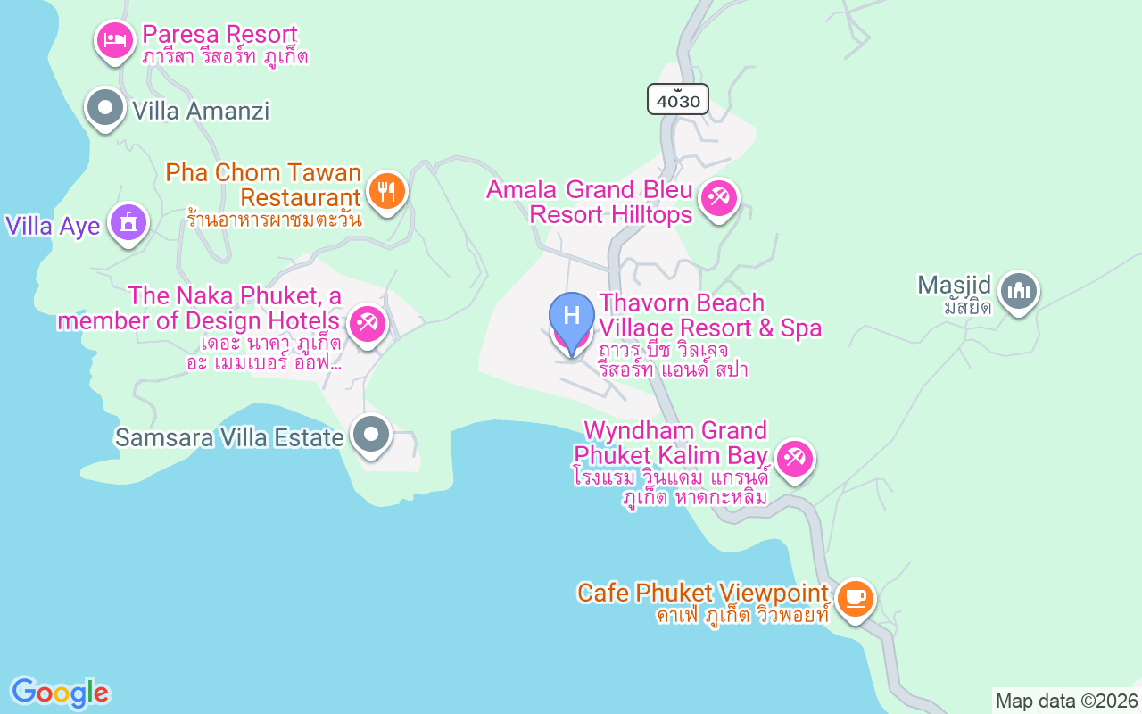 Map showing Thavorn Beach Village Resort & Spa