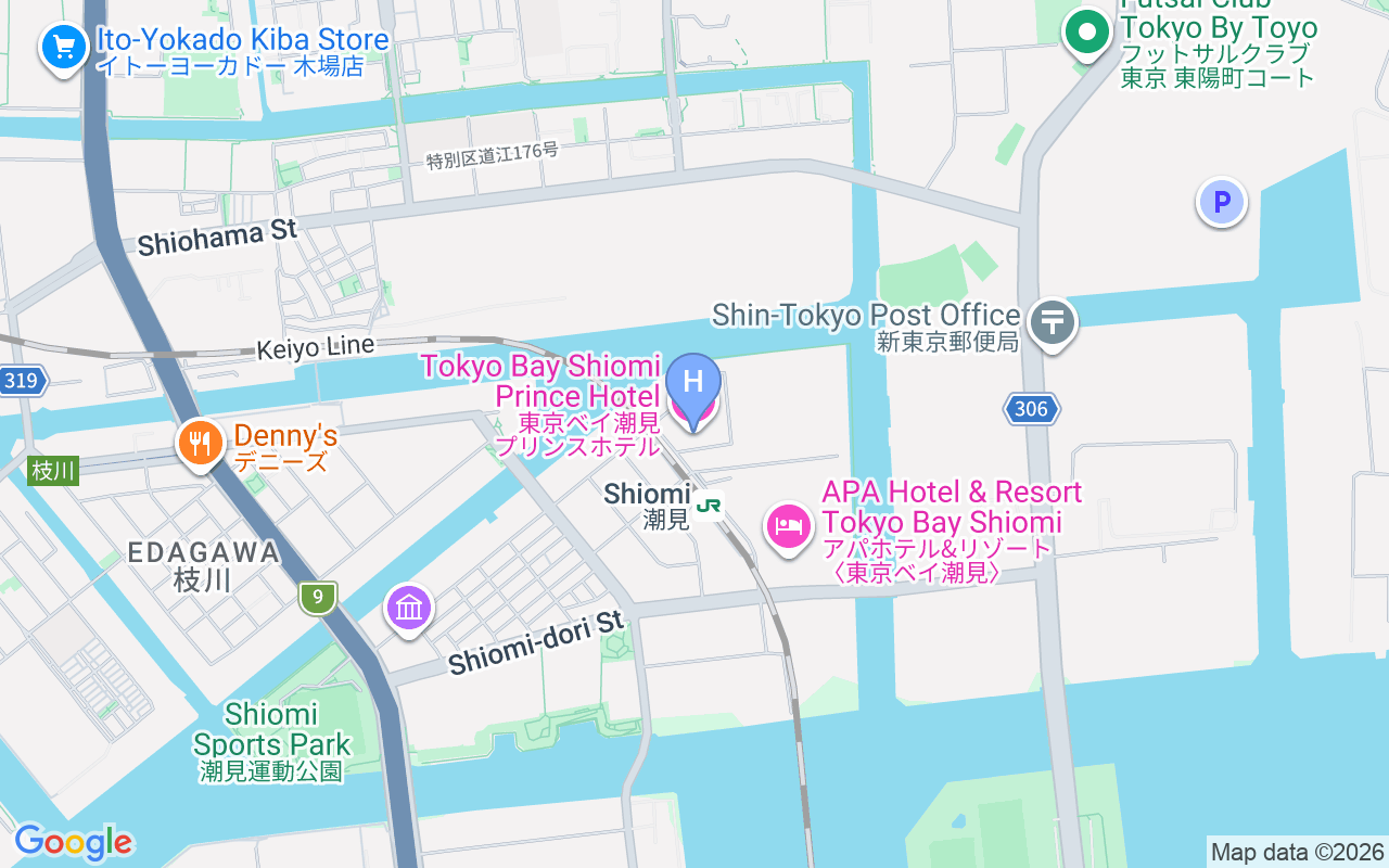 Map showing Tokyo Bay Shiomi Prince Hotel