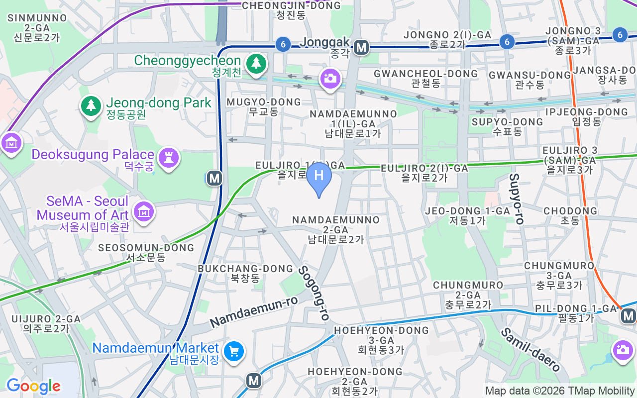 Map showing Lotte Hotel Seoul Executive Tower