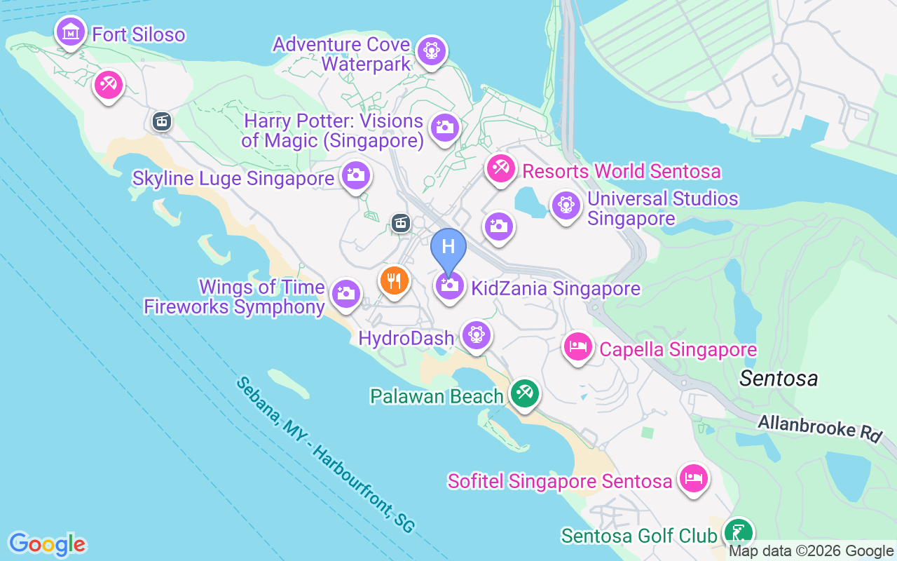 Map showing Village Hotel Sentosa