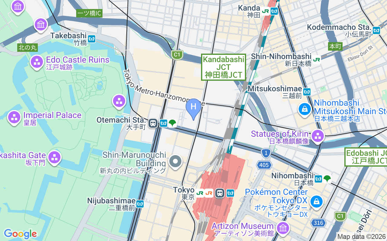 Map showing Aman Tokyo