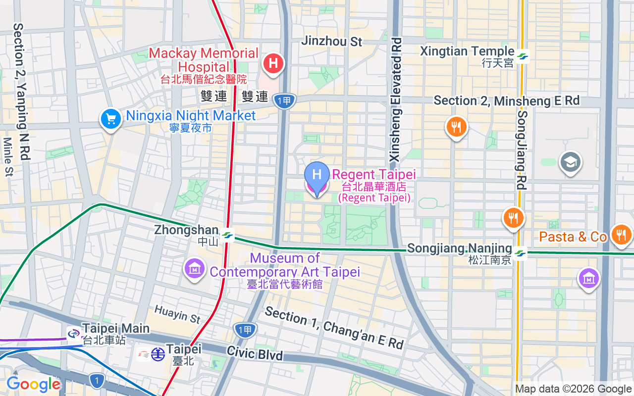Map showing Regent Taipei