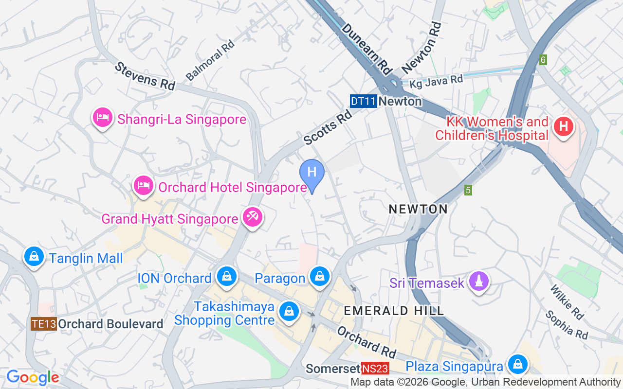 Map showing Vibe Hotel Singapore Orchard