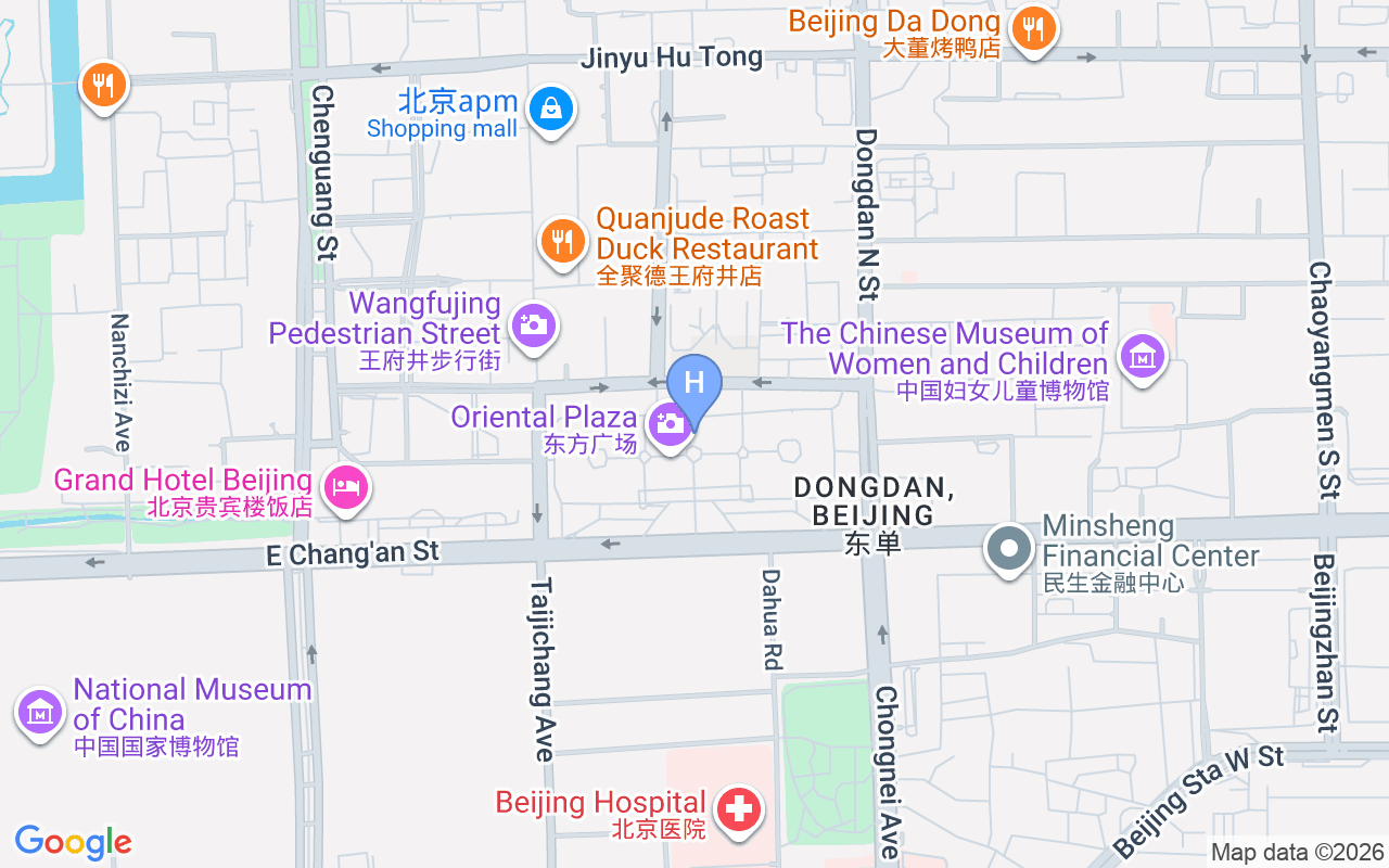Map showing Grand Hyatt Beijing
