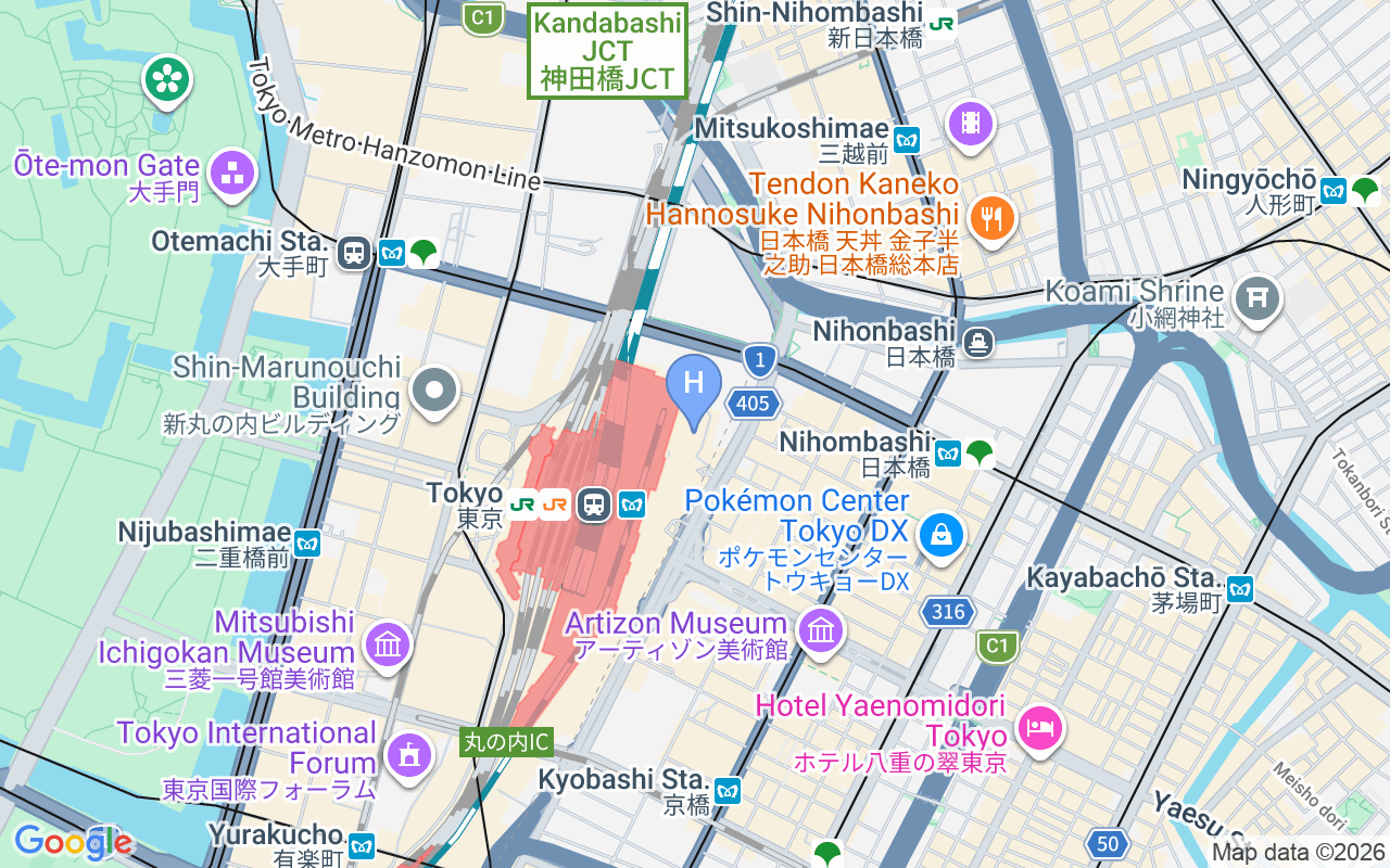 Map showing Shangri-La Tokyo
