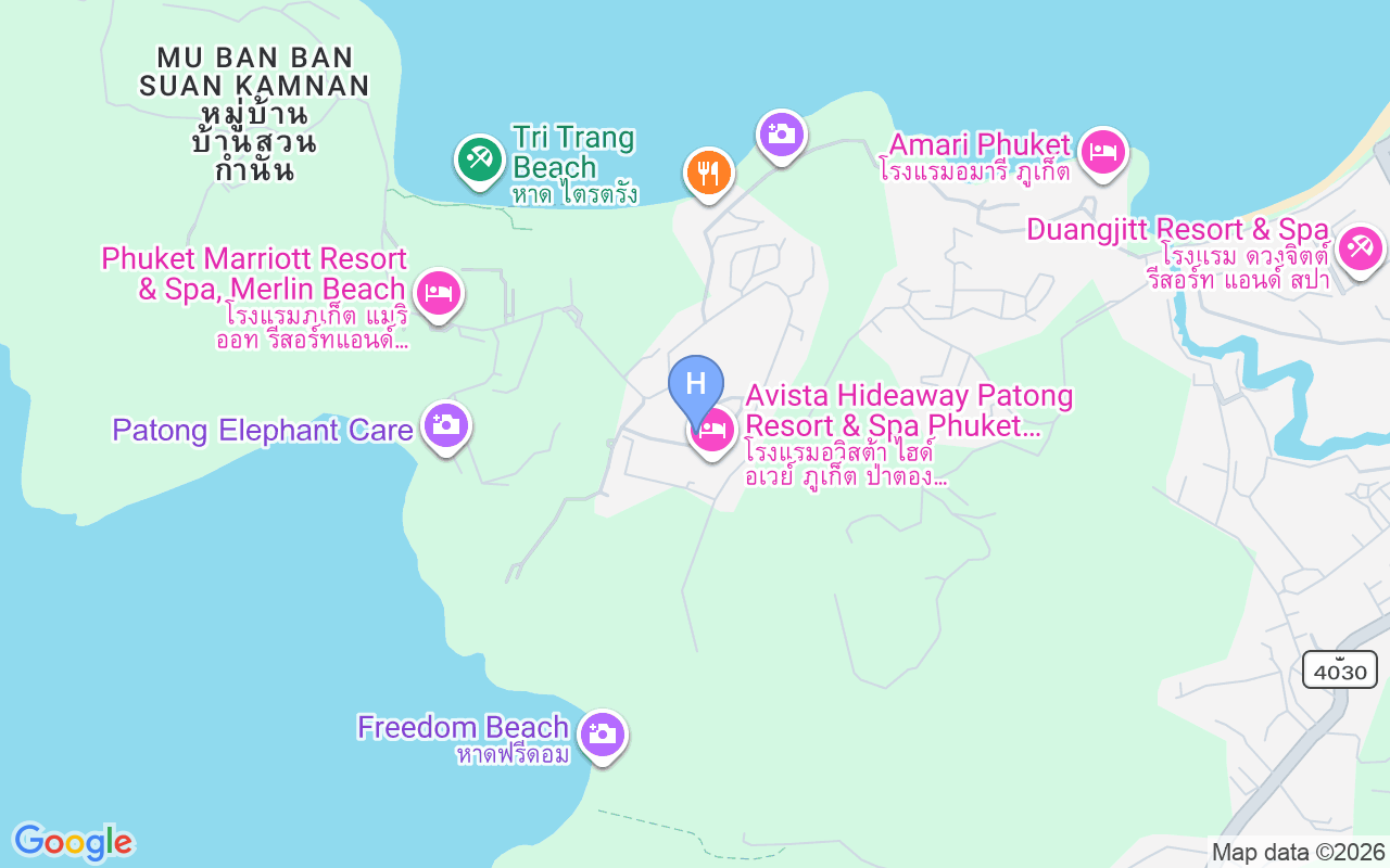 Map showing Crest Resort and Pool Villas Phuket