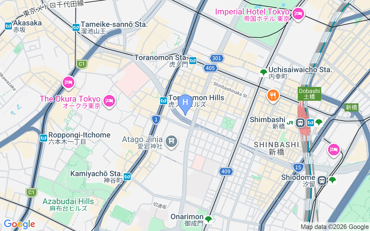 Map showing Andaz Tokyo Toranomon Hills
