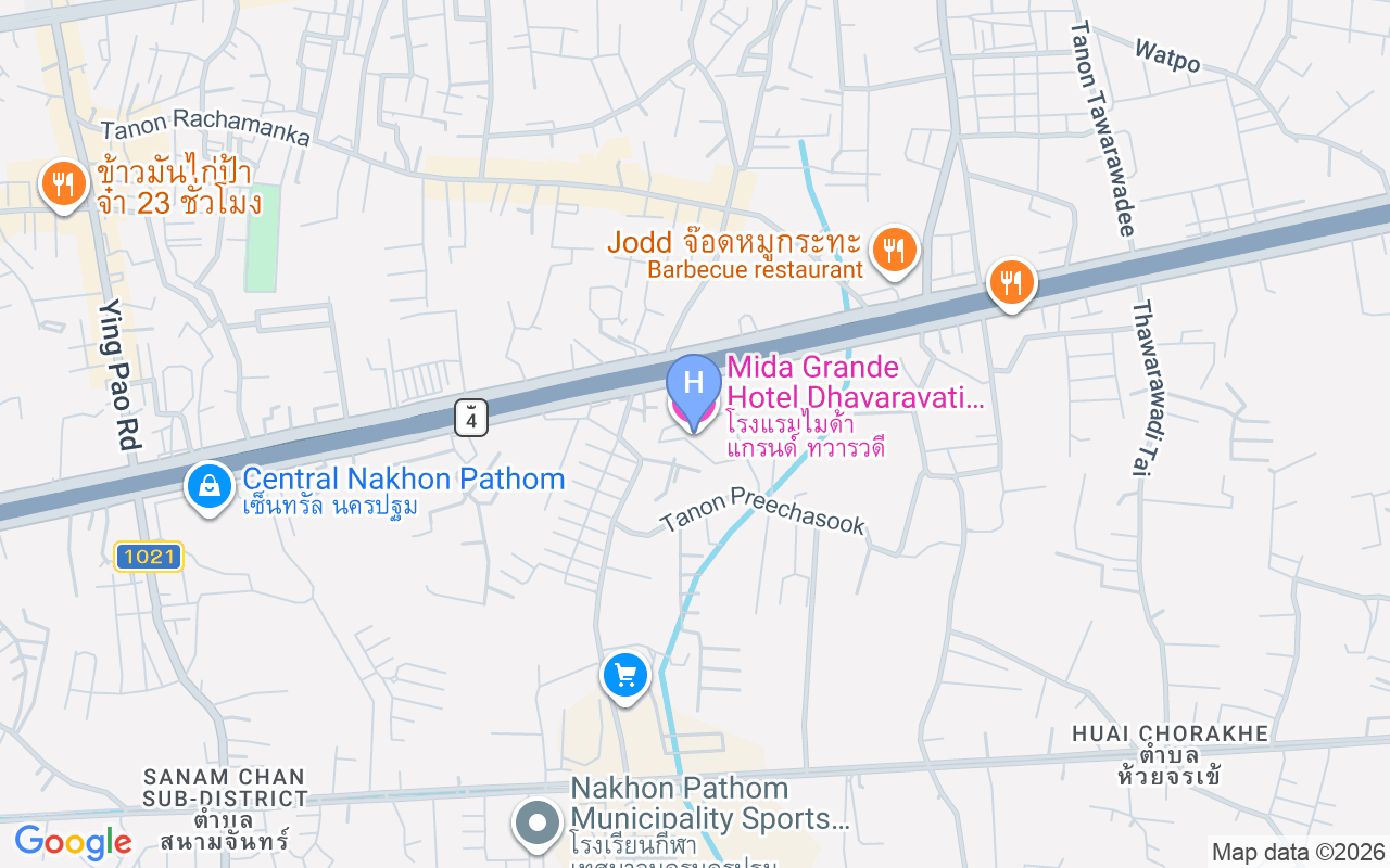 Map showing Mida Grande Hotel Dhavaravati Nakhon Pathom