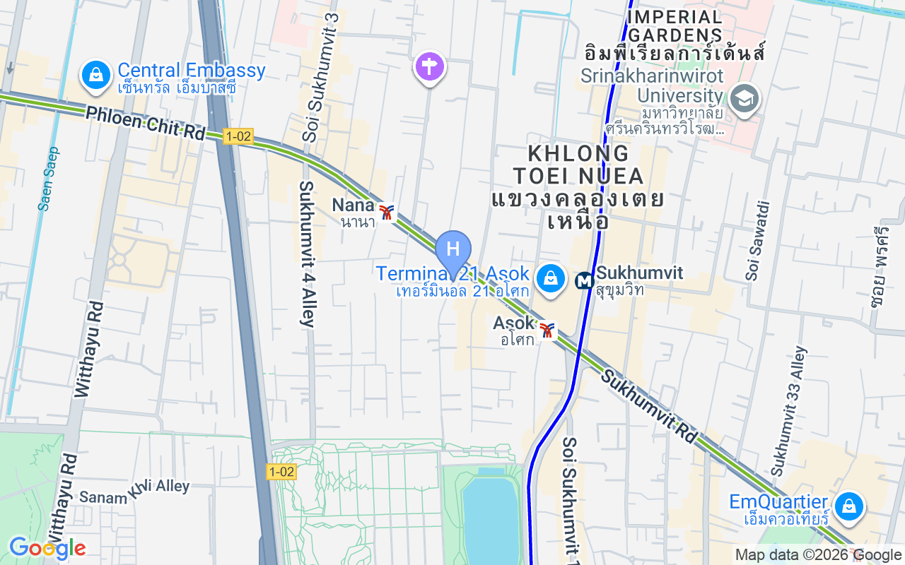 Map showing Hotel 433 Asoke Sukhumvit