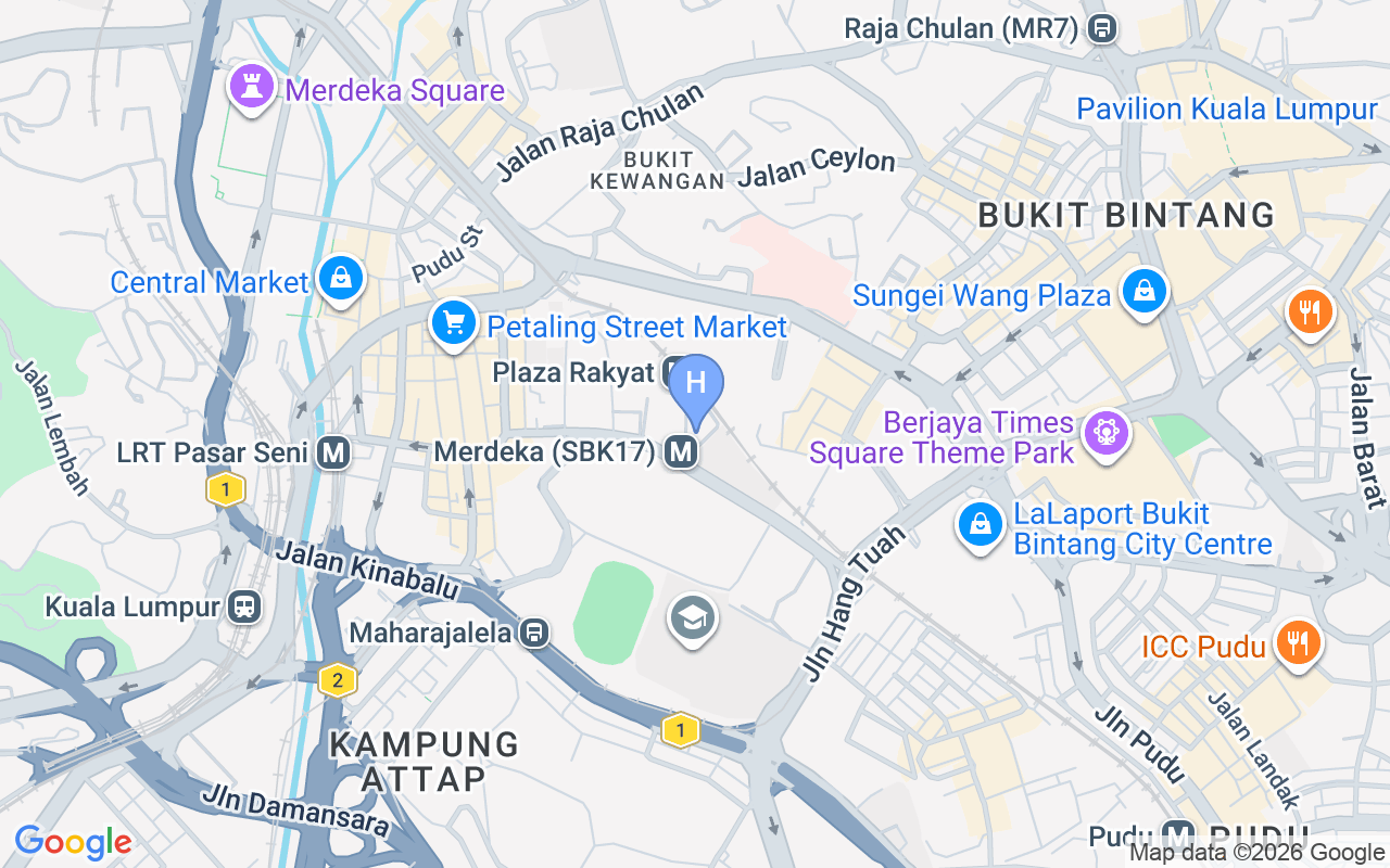 Map showing Hotel Olympic Malaysia