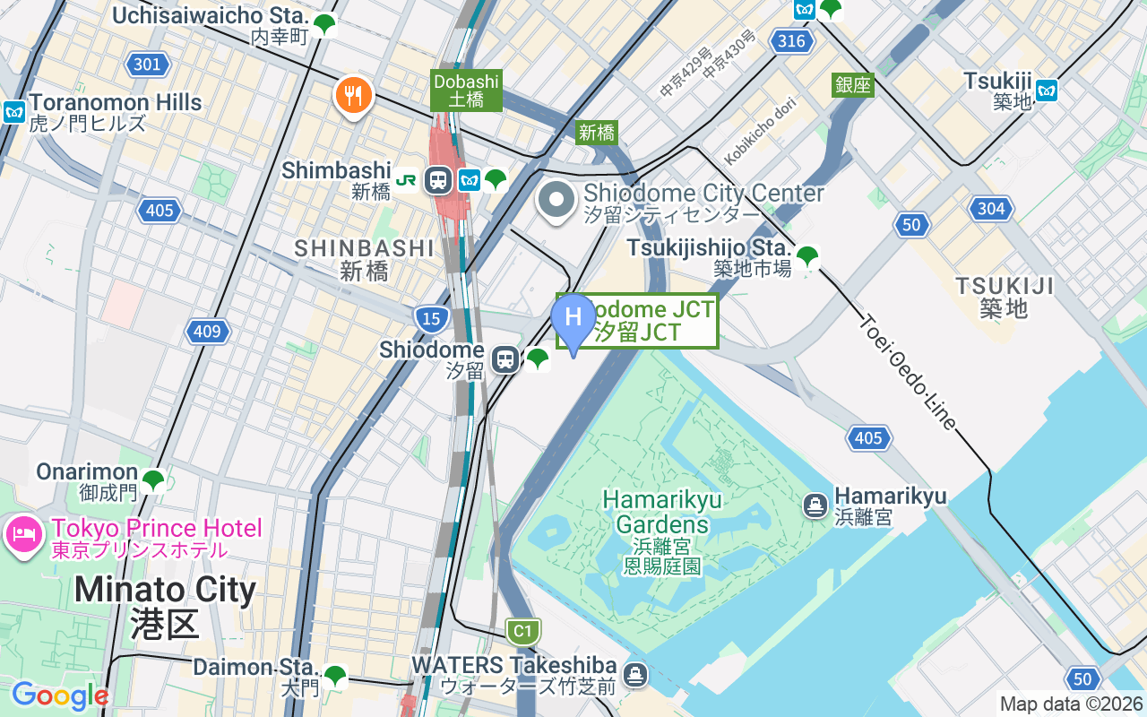 Map showing Conrad Tokyo