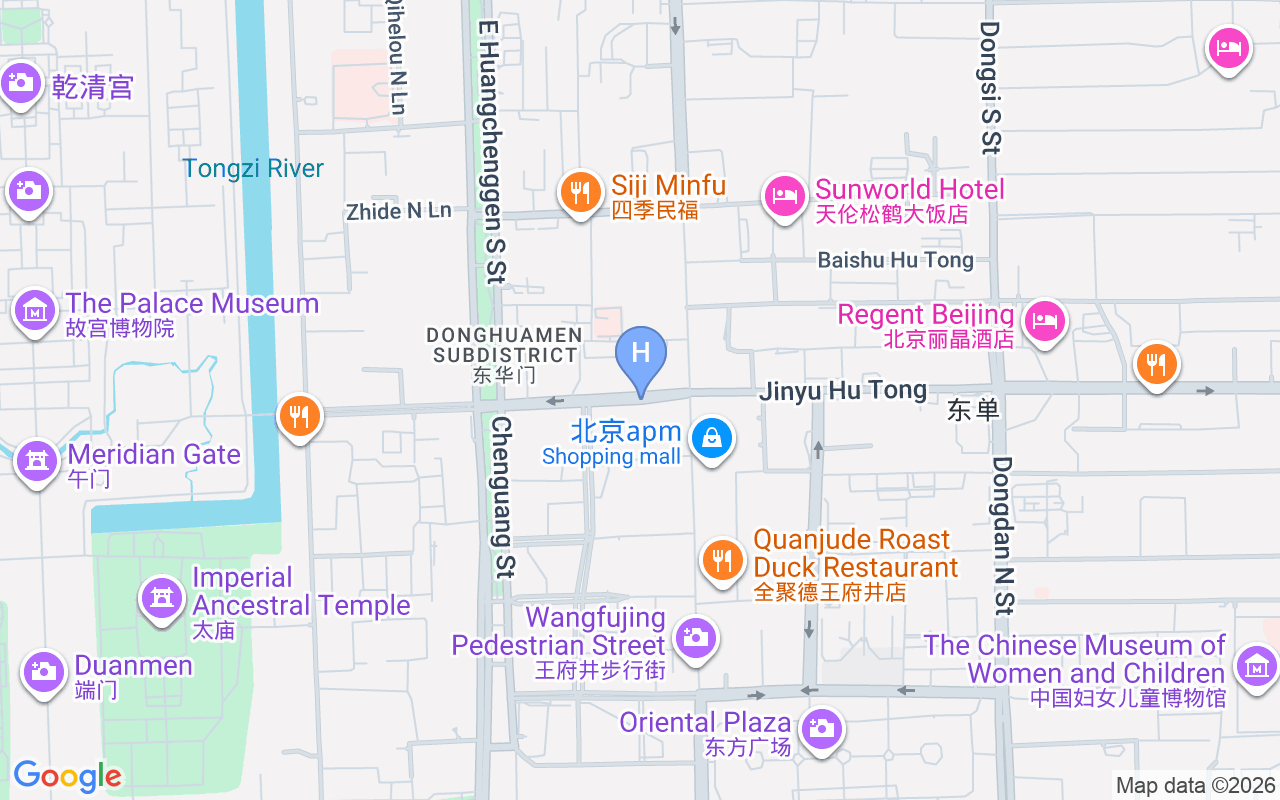 Map showing Crystal Orange Hotel Wangfujing Street