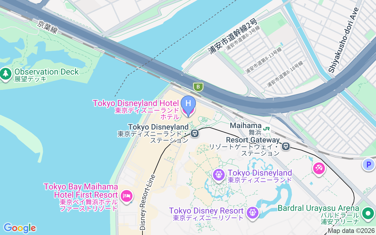 Map showing Tokyo Disneyland Hotel