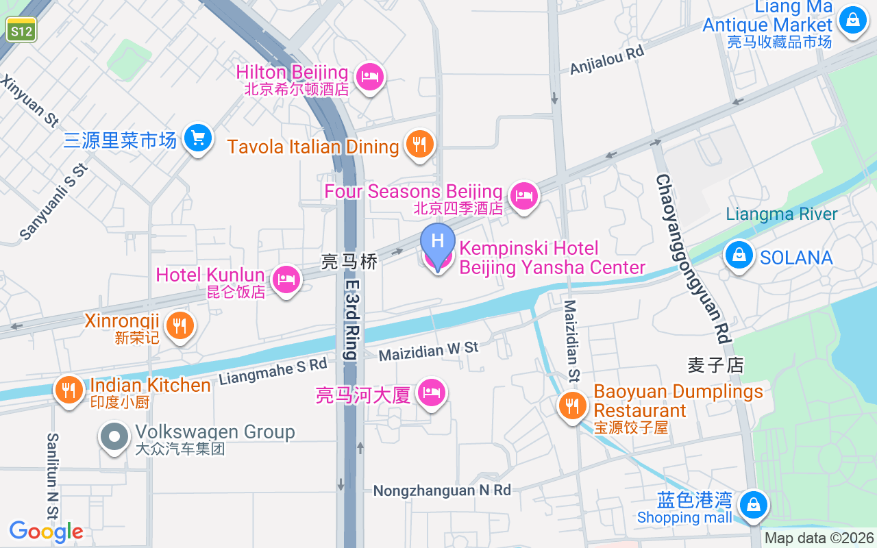 Map showing Kempinski Hotel Beijing Yansha Center