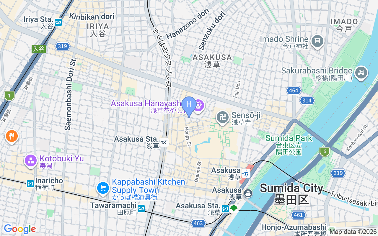 Map showing Onyado Nono Asakusa