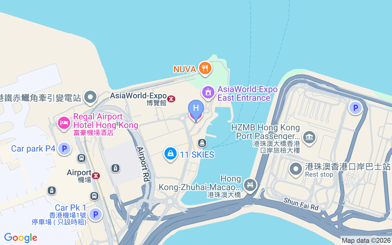 Map showing Hong Kong SkyCity Marriott Hotel