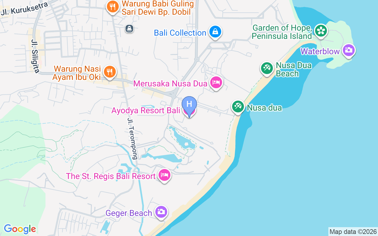 Map showing Ayodya Resort Bali