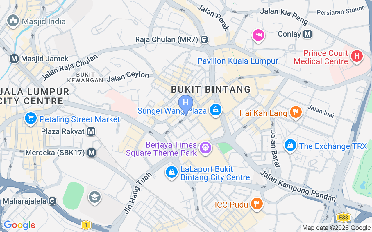 Map showing Astar Hotel Bukit Bintang