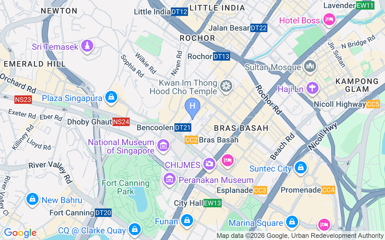 Map showing V Hotel Bencoolen